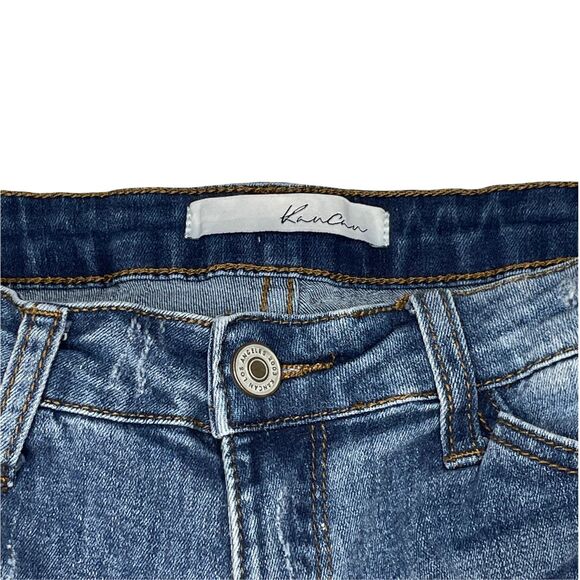 Kancan Los Angeles Rolled Hem Distressed Denim Women's 26 Jean Shorts Pockets - Picture 3 of 4